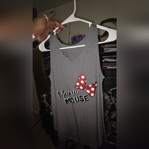 Gray Tank Top with Red Bow Detail, Minnie Mouse
